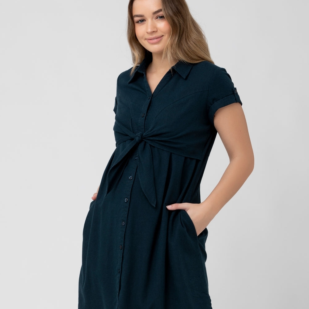 RIPE Maternity - Colette Tie Up Linen Dress